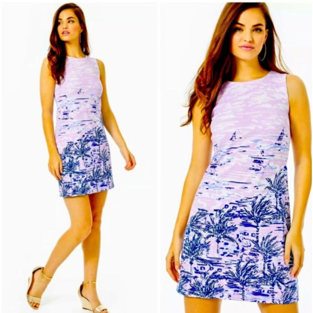 Lilly Pulitzer Womens XL Purple Gellar Shift Dress On The Horizon Resort NEW